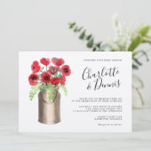 Rustieke waterverf klaprozen kraft horizontale bru kaart (Staand voorkant)