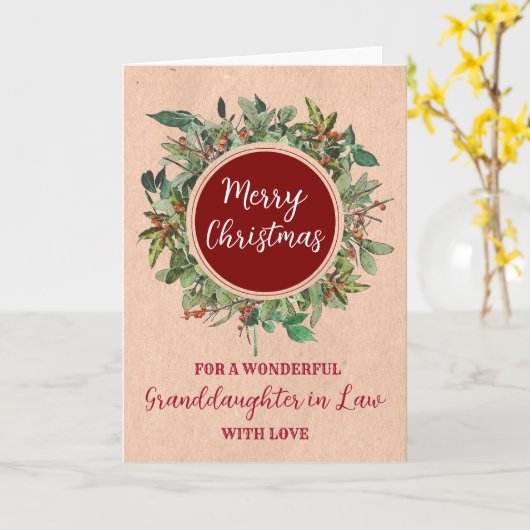 Rustieke Waterverf kleindochter in de wet kerst Kaart