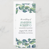 Rustieke Waterverf krans bladeren bruiloft program Programmakaart (Voorkant / Achterkant)