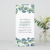 Rustieke Waterverf krans bladeren bruiloft program Programmakaart (Staand voorkant)