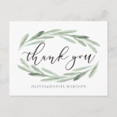 Rustieke Waterverf krans bruiloft dank u foto Briefkaart (Voorkant)