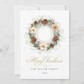 Rustieke Waterverf Krans Kerst Kaart (Voorkant)