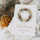 Rustieke Waterverf Krans Kerst Kaart