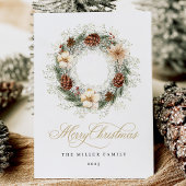 Rustieke Waterverf Krans Kerst Kaart