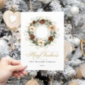 Rustieke Waterverf Krans Kerst Kaart