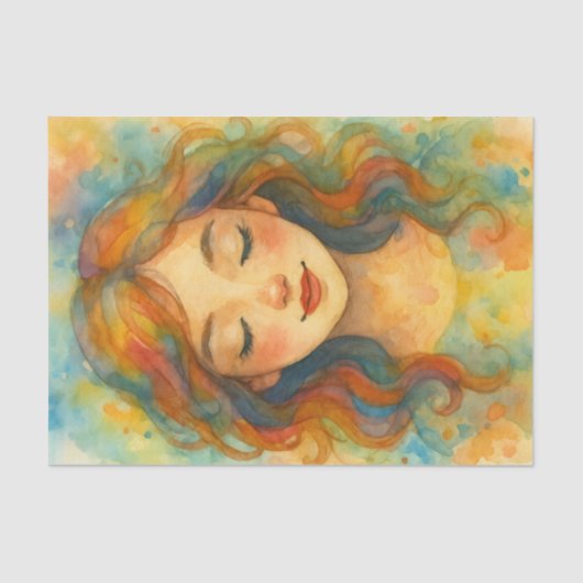 Rustieke waterverf kunstwerk  meisje Trendy Tissuepapier (Voorkant)
