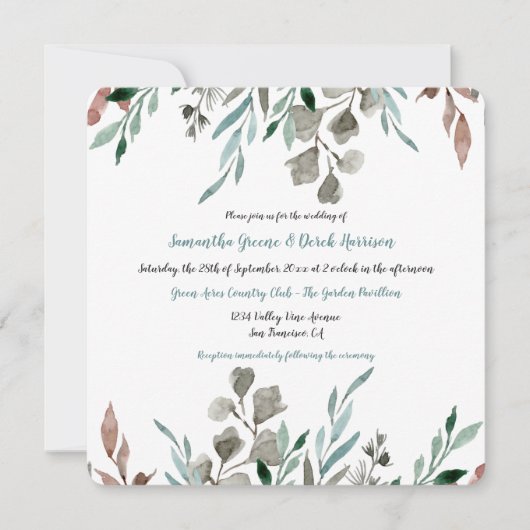 Rustieke Waterverf laat Lijst bruiloft uitnodiging (Voorkant)