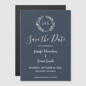Rustieke waterverf laat marineblauw Save the Dates Magnetische Uitnodiging (Voorkant / Achterkant)