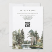 Rustieke Waterverf Lake Forest Wedding QR-code Kaart (Achterkant)