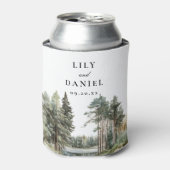 Rustieke Waterverf Lake Forest Woodland Wedding Blikjeskoeler (Blikje Voorkant)