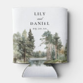 Rustieke Waterverf Lake Forest Woodland Wedding Blikjeskoeler (Achterkant)