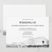 Rustieke waterverf land berg bruiloft kaart (Voorkant / Achterkant)