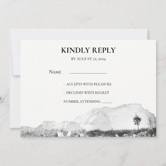 Rustieke waterverf land berg RSVP foto Kaart (Voorkant)