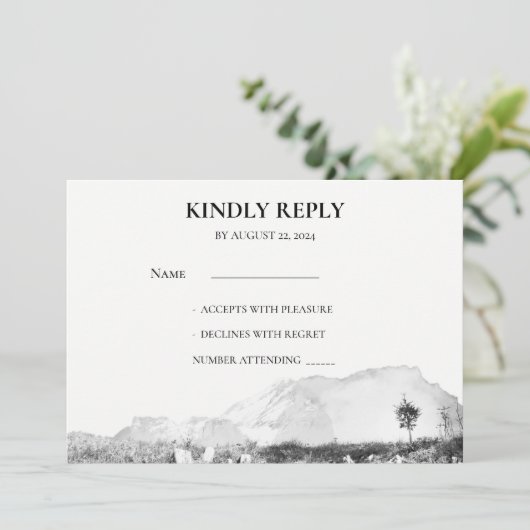 Rustieke waterverf land berg RSVP foto Kaart (Staand voorkant)