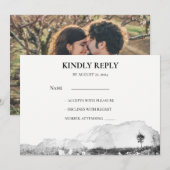 Rustieke waterverf land berg RSVP foto Kaart (Voorkant / Achterkant)