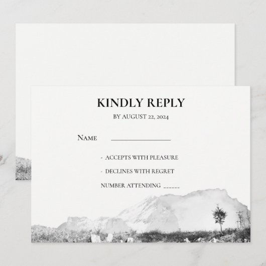 Rustieke waterverf land berg RSVP Kaart (Voorkant / Achterkant)