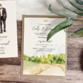 Rustieke Waterverf Landschap Huwelijksuitnodiging Kaart