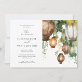 Rustieke Waterverf Lantaarns Huwelijksuitnodiging Kaart (Voorkant)