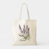 Rustieke Waterverf Lavendelbloemen gepersonaliseer Tote Bag (Achterkant)