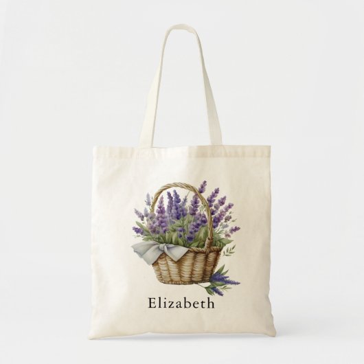 Rustieke Waterverf Lavendelbloemen gepersonaliseer Tote Bag (Voorkant)