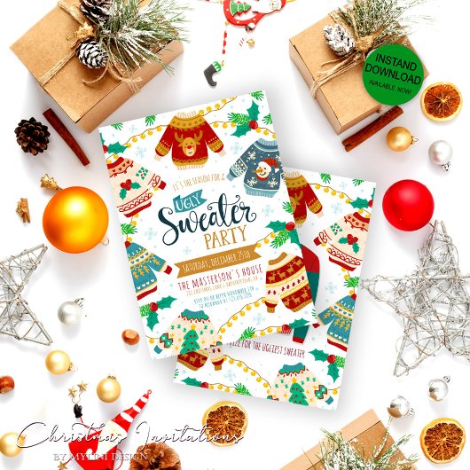 Rustieke Waterverf lelijke trui kerstfeest Kaart