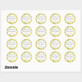 Rustieke Waterverf Lemon Lijst Dank u Favor Ronde Sticker (Vel)