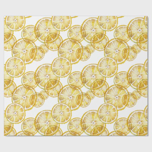 Rustieke Waterverf Lemon Slices Pattern Cadeaupapier (Vlak)