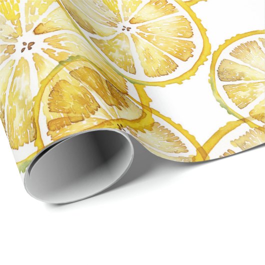 Rustieke Waterverf Lemon Slices Pattern Cadeaupapier (Rol Hoek)