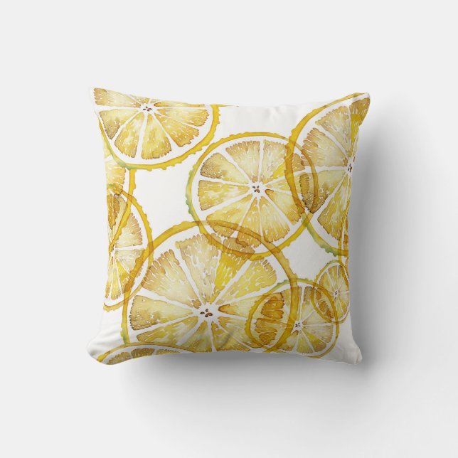 Rustieke Waterverf Lemon Slices Pattern Kussen (Voorkant)