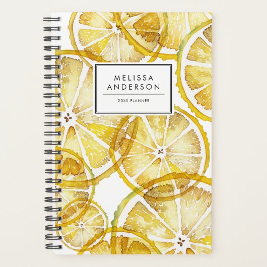 Rustieke Waterverf Lemon Slices Pattern Planner (Voorkant)