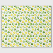 Rustieke Waterverf Lemons Limes & Green Pattern Cadeaupapier (Vlak)