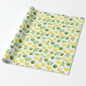 Rustieke Waterverf Lemons Limes & Green Pattern Cadeaupapier (Uitgerold)