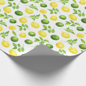 Rustieke Waterverf Lemons Limes & Green Pattern Cadeaupapier (Hoek)
