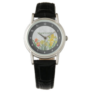 Rustieke waterverf lente bloemen bloemstuk kunst horloge