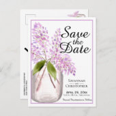 Rustieke Waterverf Lilacs Bruiloft Save the Date Uitnodiging Briefkaart (Voorkant / Achterkant)