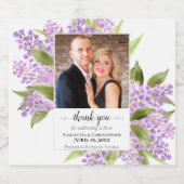Rustieke Waterverf Lilacs Foto Bruiloft Dank u Likeurfles Etiket (Enkel label)