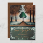 Rustieke Waterverf Lone Tree Save The Date (Voorkant / Achterkant)