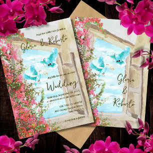 Rustieke Waterverf Lovebirds Floral Mexican Weddin Kaart
