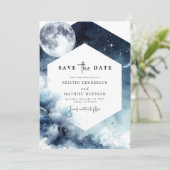 Rustieke Waterverf Maanverlichte bruiloft Save The Date (Staand voorkant)