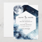 Rustieke Waterverf Maanverlichte bruiloft Save The Date (Voorkant / Achterkant)