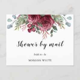 Rustieke Waterverf Maroon Bloom Shower per post Uitnodiging Briefkaart