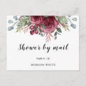 Rustieke Waterverf Maroon Bloom Shower per post Uitnodiging Briefkaart (Voorkant)