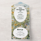 Rustieke Waterverf Meadow Bruiloft All In One Uitnodiging (Binnen)