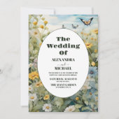 Rustieke Waterverf Meadow Bruiloft Kaart (Voorkant)