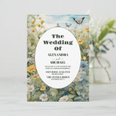 Rustieke Waterverf Meadow Bruiloft Kaart (Staand voorkant)