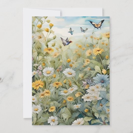 Rustieke Waterverf Meadow Bruiloft Kaart (Achterkant)