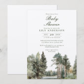 Rustieke Waterverf Meren Bos Baby Shower Kaart (Voorkant / Achterkant)