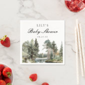Rustieke Waterverf Meren Bos Baby Shower Servet (Insitu)