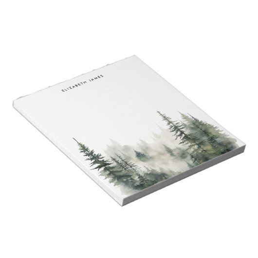 Rustieke Waterverf mistig taartbos gepersonaliseer Notitieblok (Schuin)