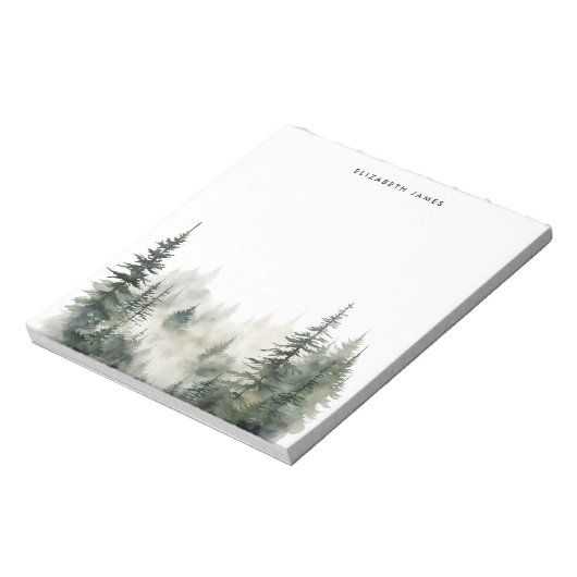 Rustieke Waterverf mistig taartbos gepersonaliseer Notitieblok (Linkerzijde)